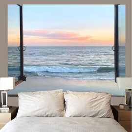 网红背景布窗户ins风挂布卧室墙布宿舍床头装饰房间墙壁简约画布