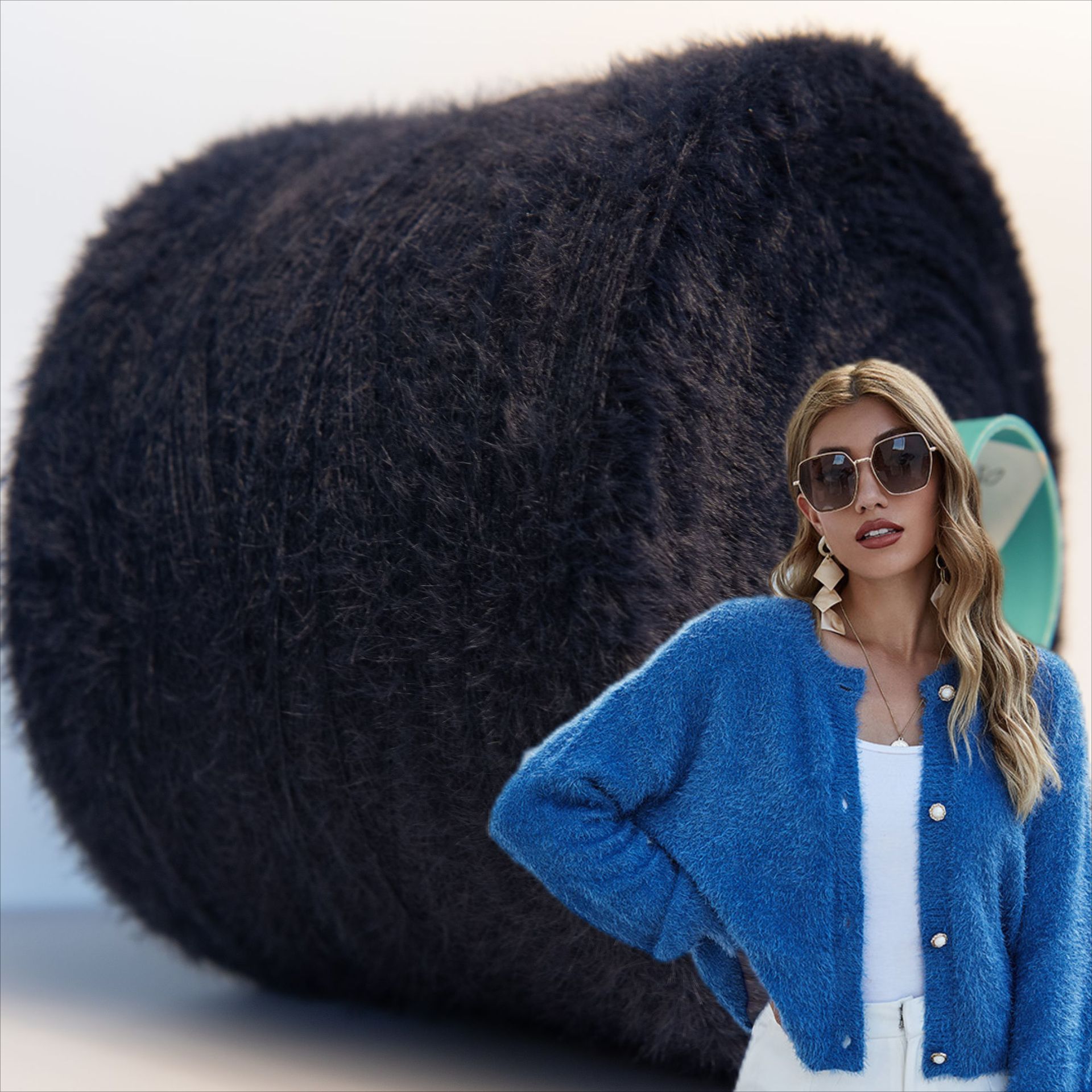 工厂100%尼龙0.5公分仿貂毛花式纱羽毛纱不掉毛秋冬装毛衣帽子