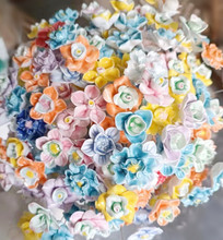 陶瓷花朵摆件创意diy手工铁丝8个包邮永生花摆件时尚插花