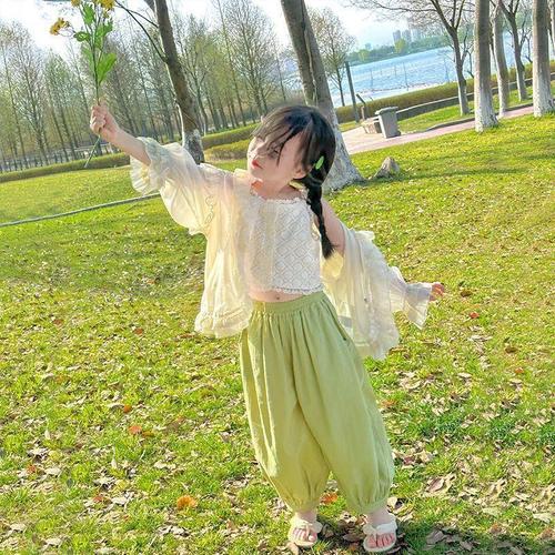 Children's Pants Summer Outfit Kids Mosquito-Proof Pants 2025 Trendy Girl Casual Pants Summer Thin 9/10 Length