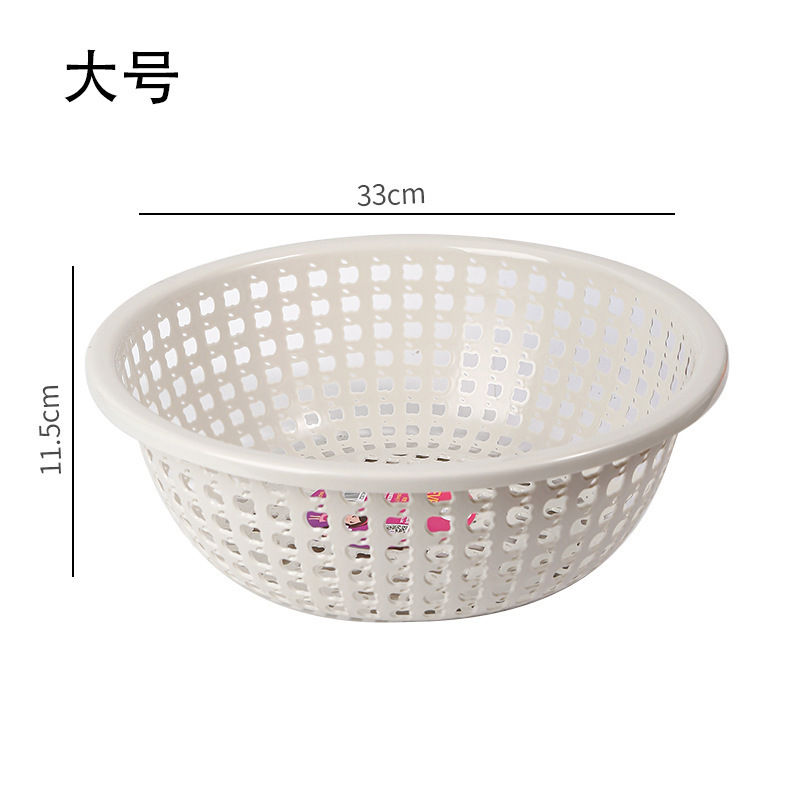Cesta de drenaje de plástico hueca redonda Cesta de almacenamiento engrosada de frutas y verduras de cocina Cesta de lavado con filtro multifuncional