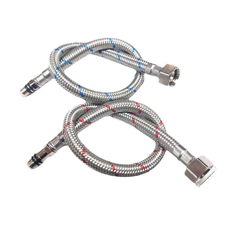 Tubería de entrada de agua estándar europea de acero inoxidable 304, válvula angular puntiaguda M10 de 3 puntos para agua caliente y fría, adecuada para tuberías de suministro de agua Grohe y tuberías corrugadas.