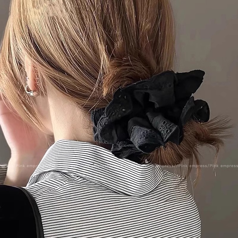 女性用フレンチレトロ大腸ヘアゴム、高級サテン韓国風万能ヘアロープ、森風ヘアロープ、ヘアアクセサリー、Lサイズヘッドギア|undefined