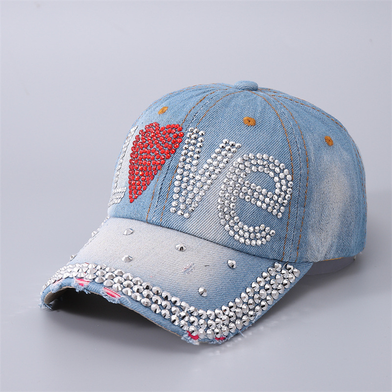 Cowboy Baseball personnalisé diamant d'eau étoile à cinq branches Rivet avant-toit incurvé chapeau de langue de canard_voghion.com