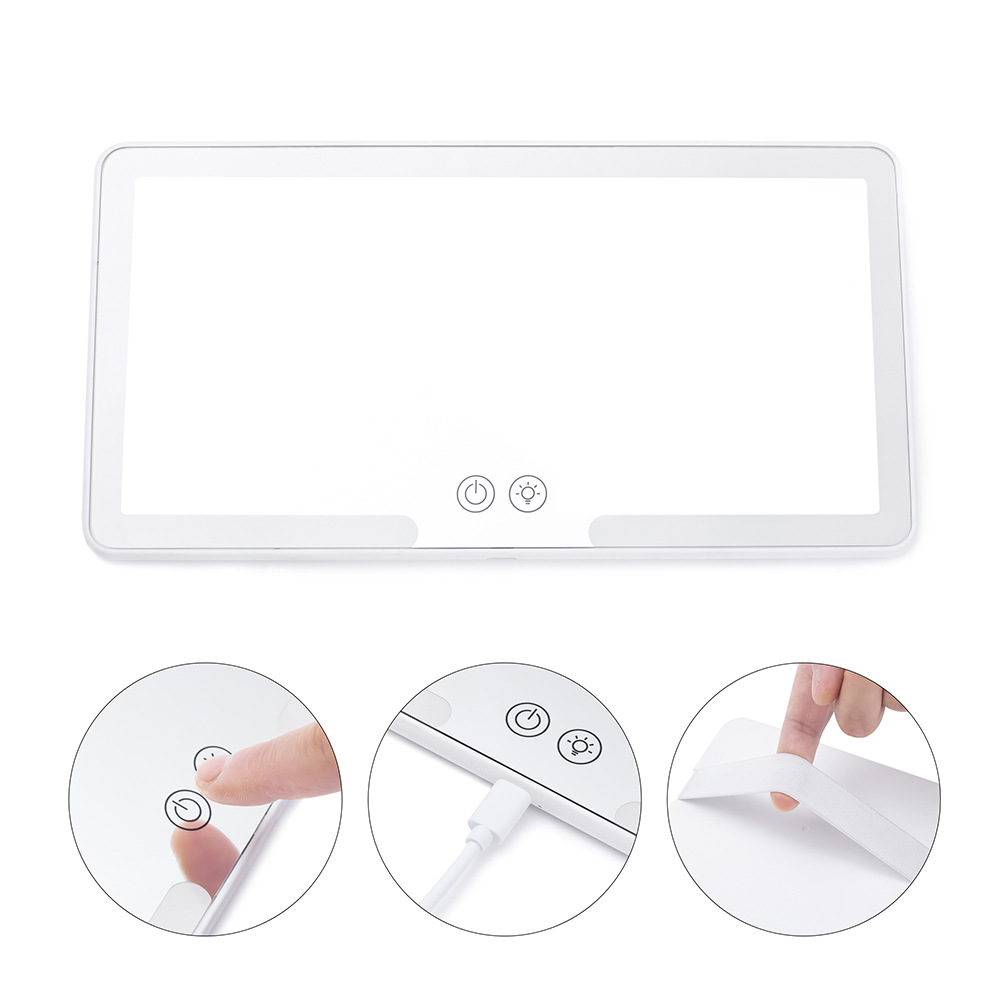New Car Makeup Mirror Sun Visor with Light Led Makeup Mirror Three-Tone Lighting Eye Protection Portable Led Makeup Mirror