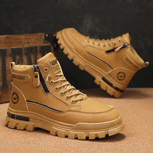 2025年秋季新款男士高帮板鞋时尚潮流休闲男鞋厚底英伦风百搭鞋子