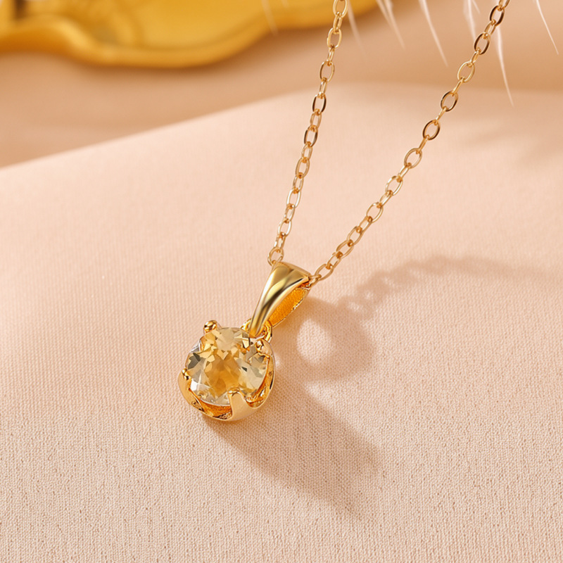 Mặt dây chuyền bạc S925 mạ vàng pha lê hình móng vuốt đơn giản tinh tế — Mặt dây chuyền đơn (không bao gồm chuỗi)