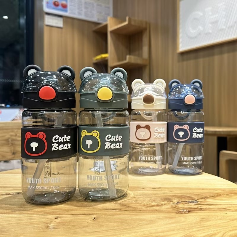 Himbedi simple taza de agua de alto valor facial portátil para niños y niñas estudiantes 750ml taza de plástico de gran capacidad con paja