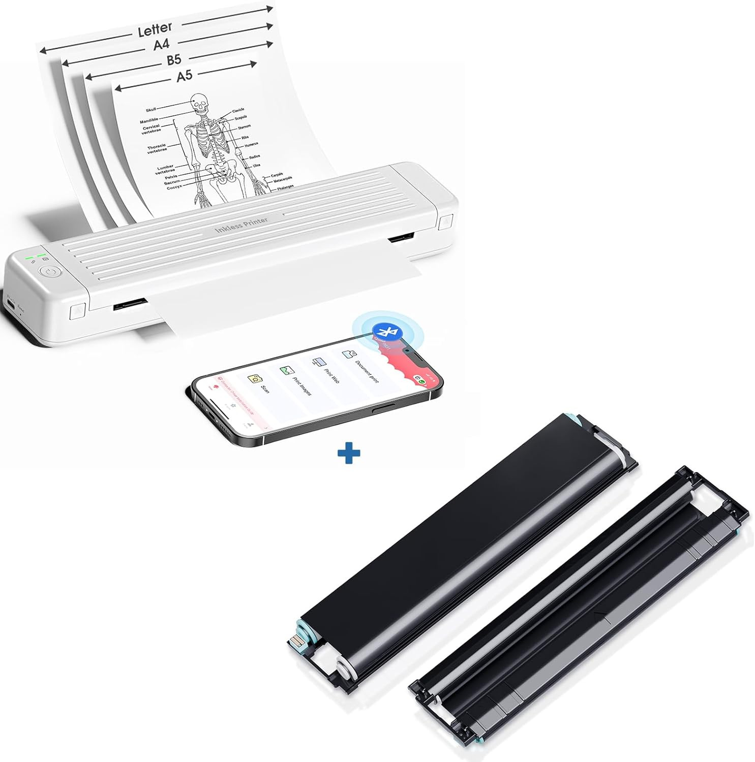 Impresora de transferencia térmica A4 para oficina - Consumibles de cinta, compatible con impresora doméstica P831 conectable a teléfono - Producto transfronterizo