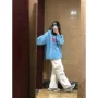 宽松v领长袖运动卫衣