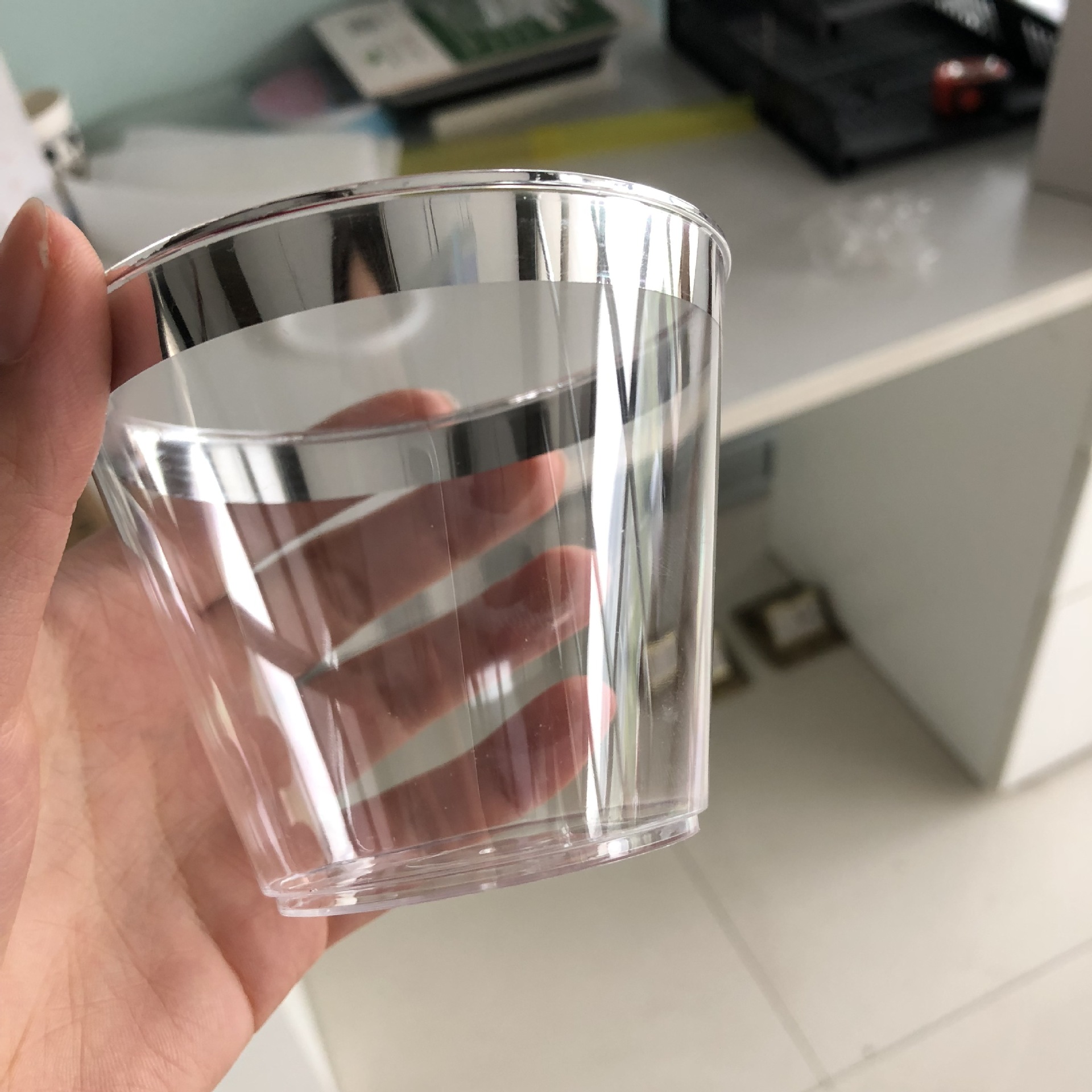 9OZ taza de plástico de plata taza de postre desechable copa de vino taza de comida occidental utensilios para beber taza image 5