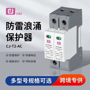 Factory Direct Sales Cj-T2-Ac Shield Type 40Ka Power Surge Lightning Protection Spd Lightning Protector Surge Protector