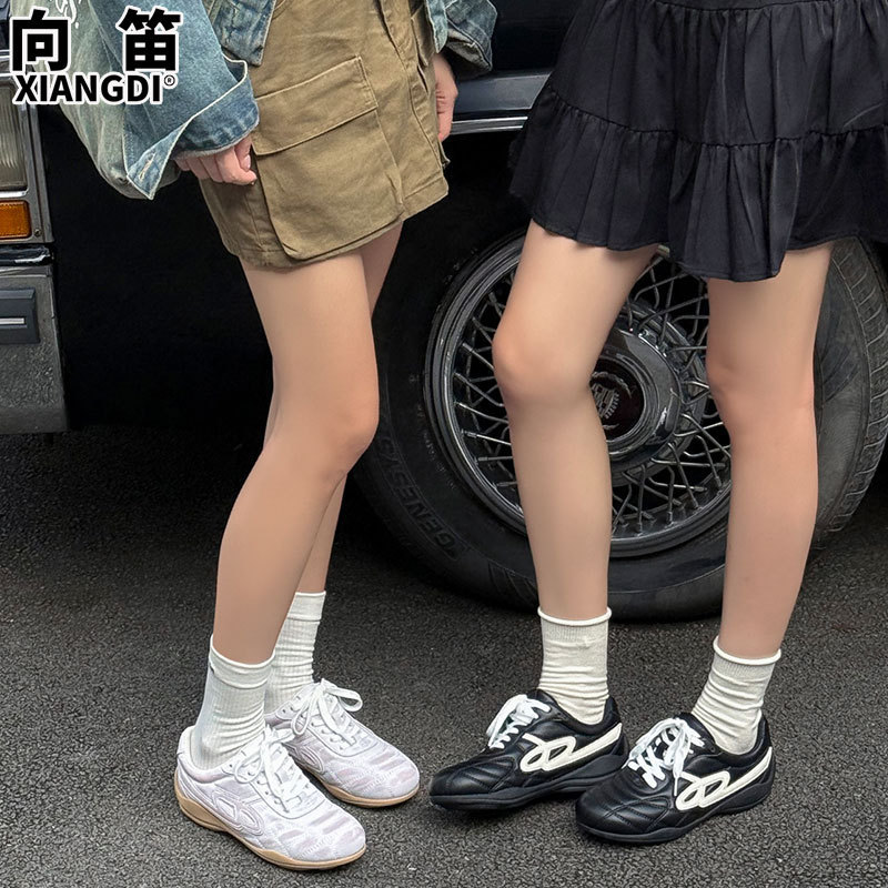 牛皮版复古德训鞋女款2025秋季新款软底阿甘鞋子休闲运动鞋赛车鞋|undefined