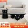 酒店小户型圆形黑色茶几