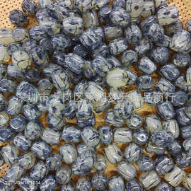 8mm直通孔圆珠草绿本色玻璃球珠幻彩星空效果树脂珠黑墨荷塘月色