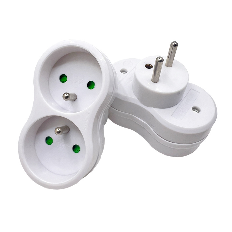 16A Multi-Socket EU Standard Wall Extension French One-to-Two Power Adapter_voghion.com