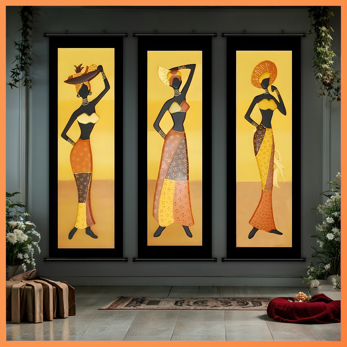 义乌JIT送仓2D非洲民族挂画背景布TEMU爆款SHEIN亚马逊ETSY亚马逊