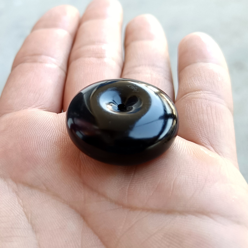 Xinjiang Hotan jade black jade peace buckle black mutton fat jade pendant bagel fat ring men and women jewelry jade pendant jade