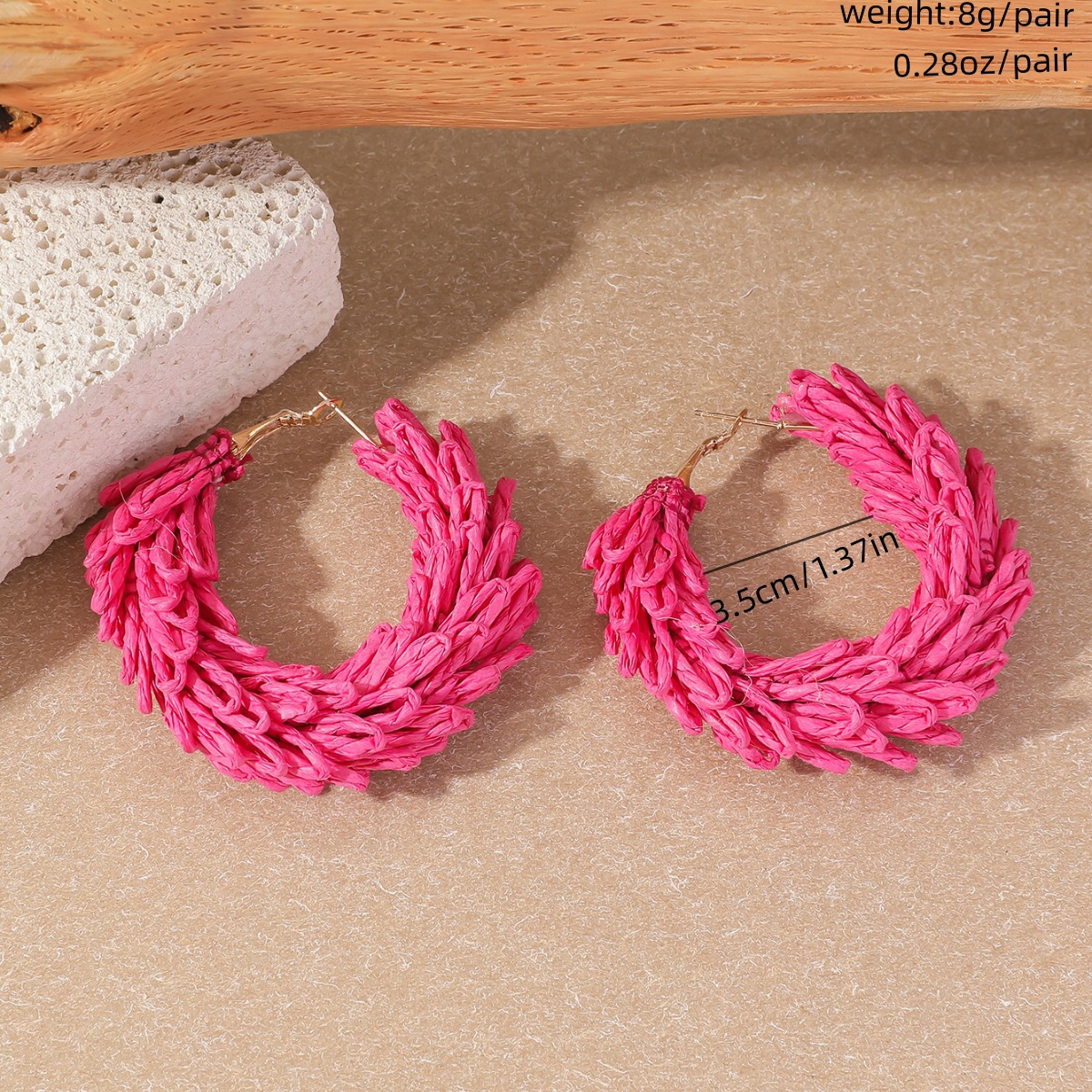 11g Weight 304 Stainless Steel Ear Needle Material Earrings Classification 1 Pair Quantity Holiday, Travel Occasion raffia Material Geometric Pattern All Seasons Season Women's Gender Vacation, Simple Style Style 1 Pair Vacation Simple Style Geometric Raffia Earrings 5