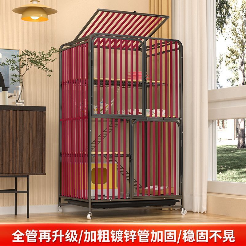 Cat Cage Household Indoor with Toilet Integrated Ultra Large Free Space Double Storey Villa Cat House Cat Cage for Cats