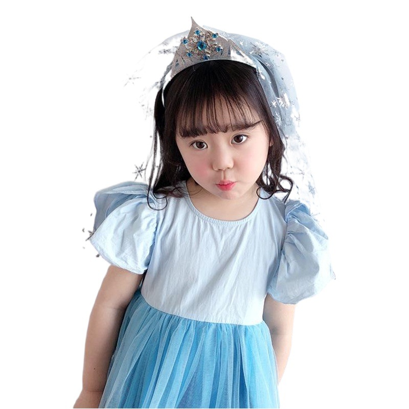 Nuevo todo partido princesa de hielo copo de nieve corona trenza de color para niños peluca trenza diadema accesorios para el cabello tocado
