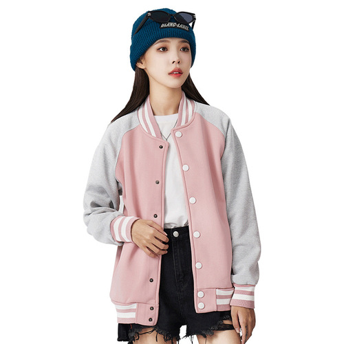 Winter and Spring Thickenable Fleece Open Vest Workwear Sweatshirt with Printed Logo Training Workwear Class Uniform Baseball Jacket Outerwear