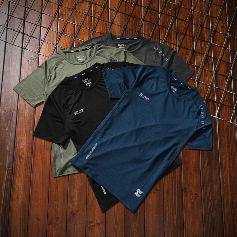 Marca a granel spot ropa de secado rápido camiseta de manga corta suelta de verano para hombre transpirable, transpirable, deportes, deportes, ocio, top