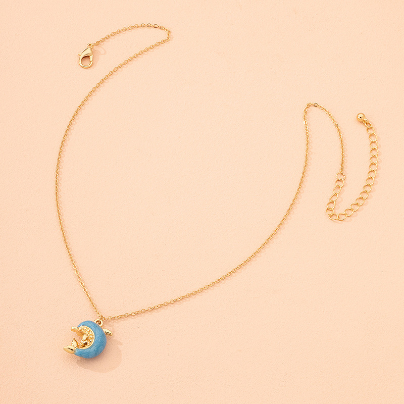 Japonais Et Coréen-style Lumière De Luxe Haut De Gamme Personnalisé Bleu Baleine Collier Femelle Étudiant Mignon Simple Tempérament Clavicule Chaîne Pendentif Femme display picture 2