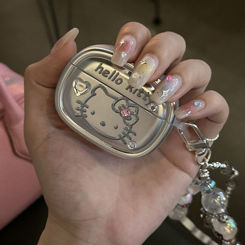 Japanese and Korean ins heavy industry exquisite cat for Apple Bluetooth AirPods1/2 protective case Pro 2 generation electroplating chain