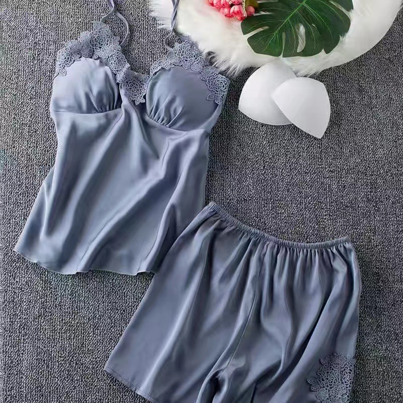 수용성 멜빵 반바지 회색 파랑