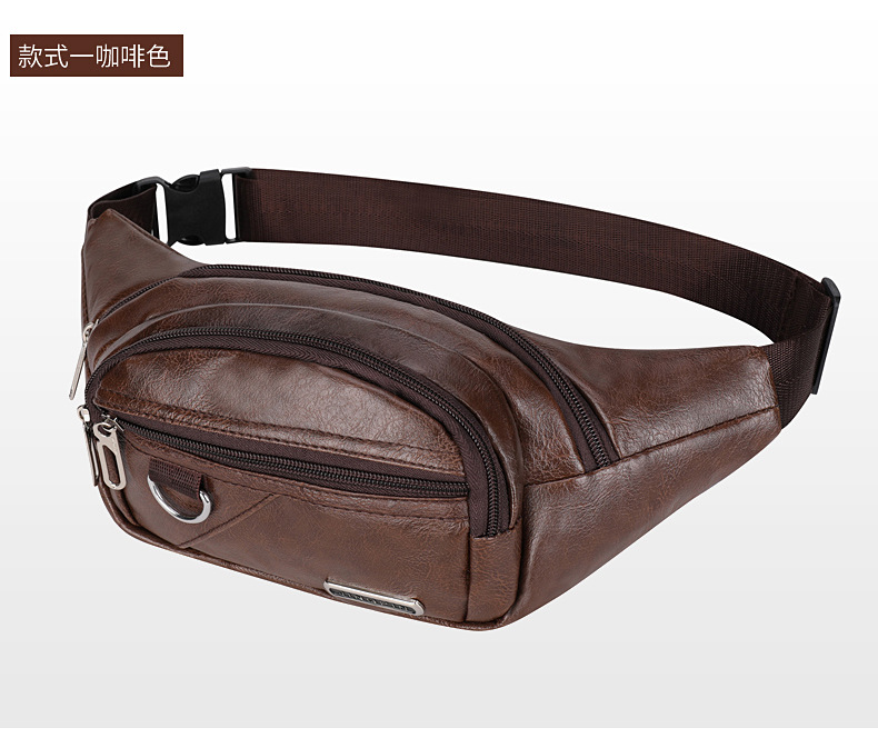 Bolso de cintura para hombre de cuero PU, bolso cruzado pequeño, multifuncional y ligero, venta al por mayor