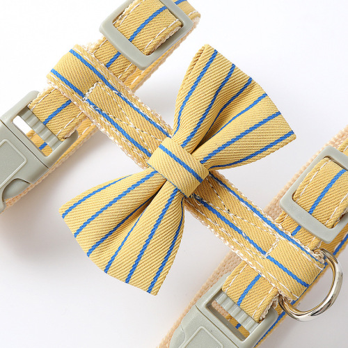 Wholesale gentleman's bow tie striped cat leash I-shaped leash anti-breakaway cat leash leash cat leash