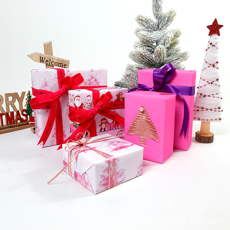 Amazon クロスボーダー新しい大型クリスマスギフト包装紙ピンクギフト包装紙漫画ロール紙|undefined