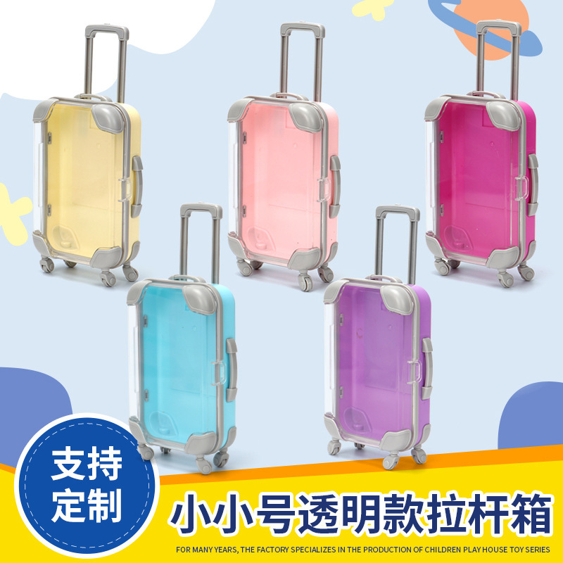 Children's Mini Transparent Trolley Case for Cosmetics, False Eyelashes Storage, and Pretend Play Toy Decoration Children's Mini Transparent Trolley Case for Cosmetics, False Eyelashes Storage, and Pretend Play Toy Decoration