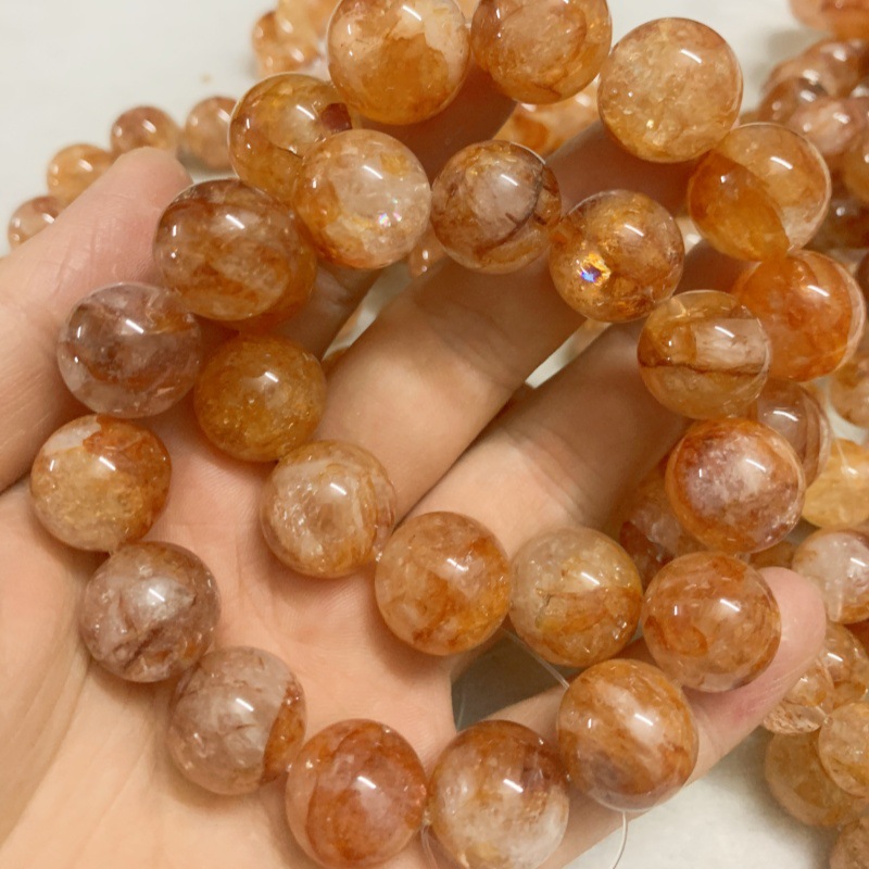 天然巴西芬达牛血红满色胶花手链diy大珠子锦鲤胶花手册