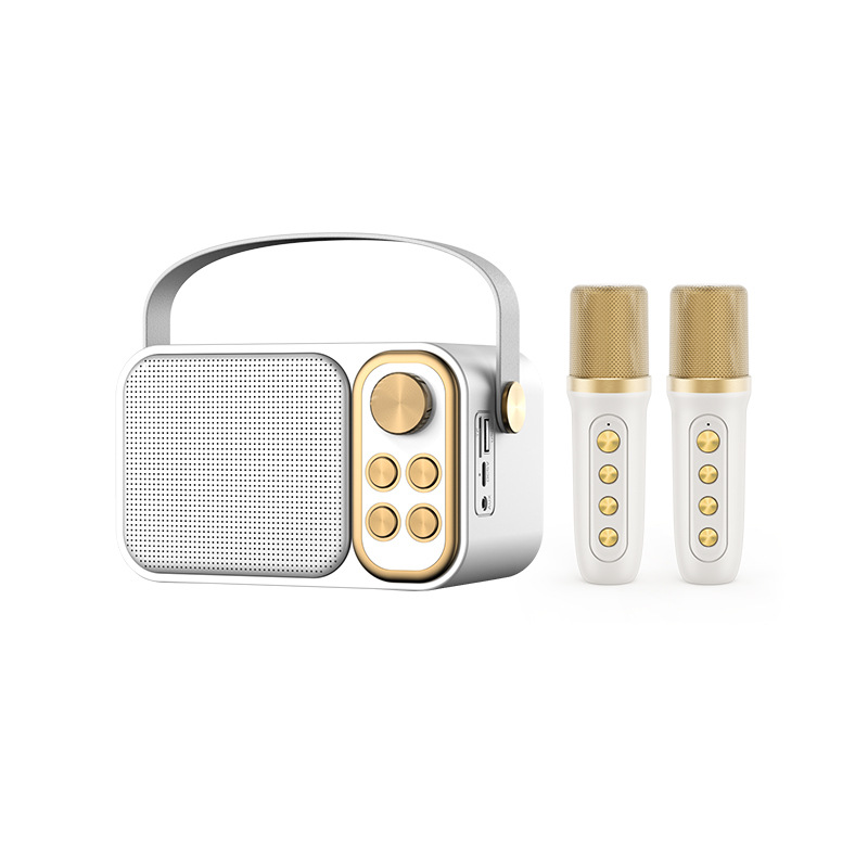 YS105 热销卡拉OK套装 K歌音响 无线蓝牙 双麦克风音箱话筒一体机