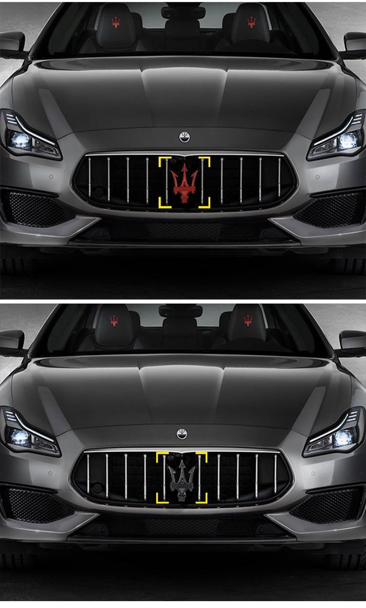Specially Designed for Maserati Gt Center Grille Emblem, Front Trident Emblem, Front Car Emblem in Bright Silver, Black, Red, and Gold for Modification