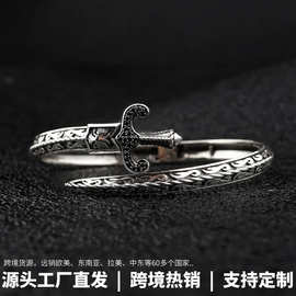现货蛇形宝剑个性手镯时尚复古雕刻工艺开口手环情侣国潮手饰品