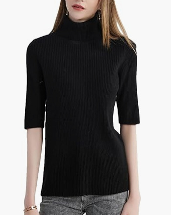 Suéter de cuello alto para mujer, estilo otoño-invierno, grueso, ajustado, adelgazante, jersey corto de punto, lana fina.