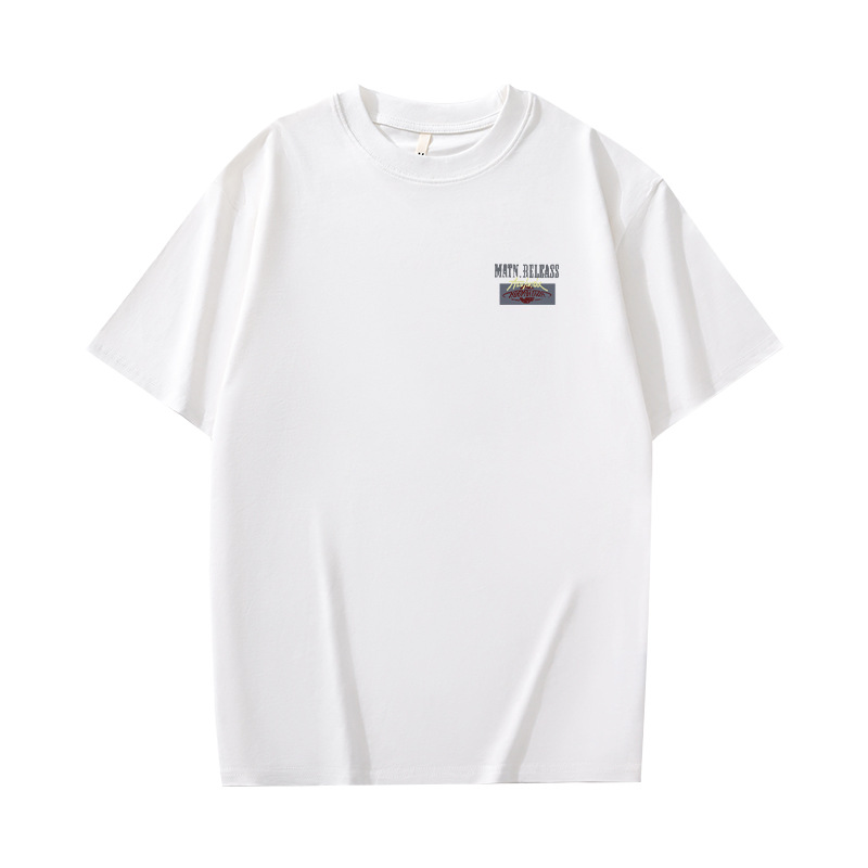 200 グラムヘビーウェイト半袖メンズシンプルで多用途なインルーズ Tシャツボトリングシャツ半袖ボーイズ新しいスタイル