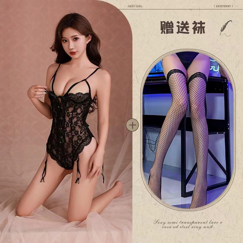 블랙 + 블랙 망사 스타킹