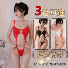 长夜漫漫情趣内衣连体衣三点连体比基尼泳装透明女系带内衣2031