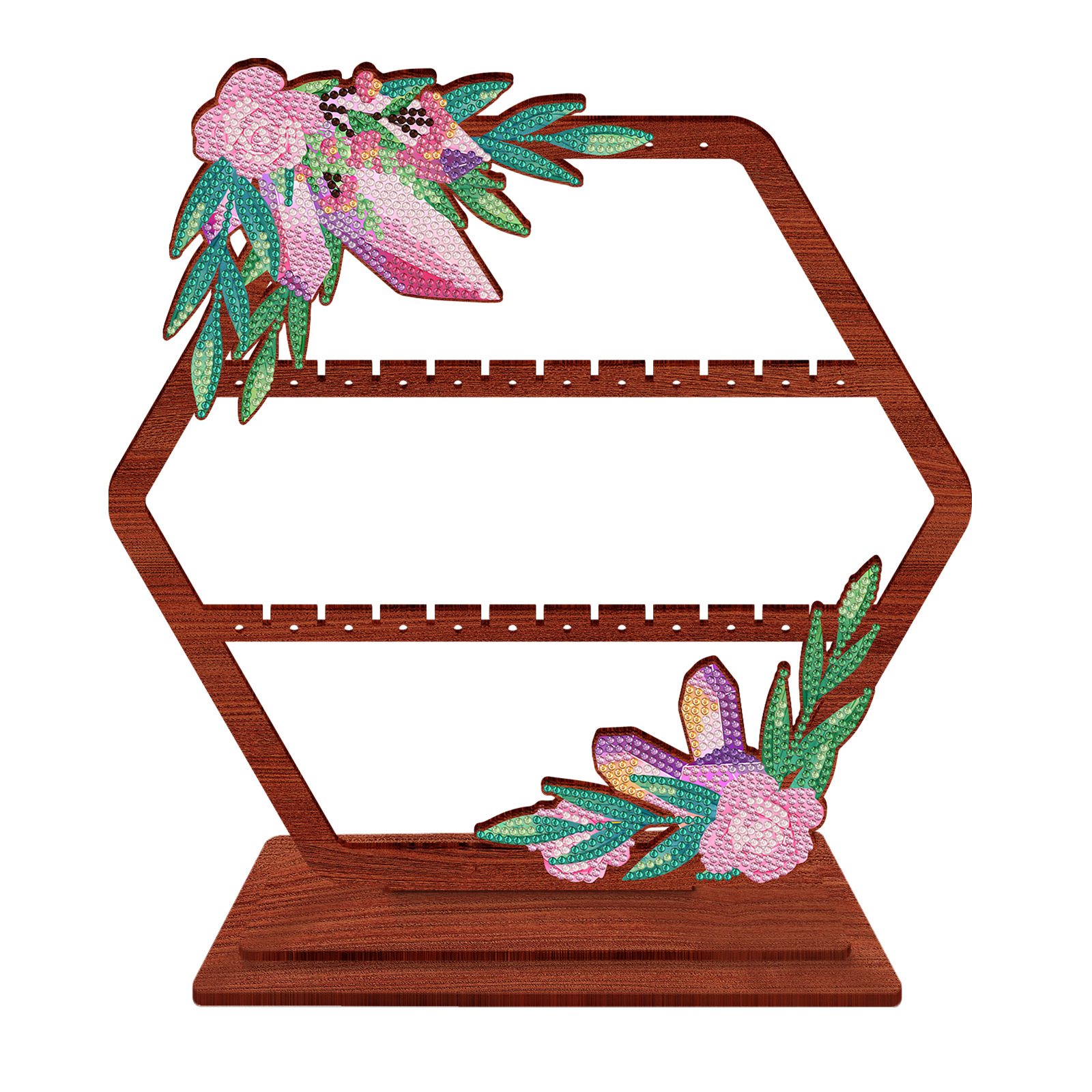 Pintura de diamantes hecha a mano DIY interiores joyerías retro exhibición de madera estante de exhibición pegatinas de diamantes al por mayor