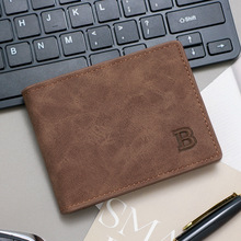 跨境新款复古男士短款钱包磨砂感美金包横款2折碎银零钱包男钱夹