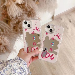 卡通潑墨貓咪IPhone15/14ProMax鏡面蘋果13PRO手機殼適用IP12P/11