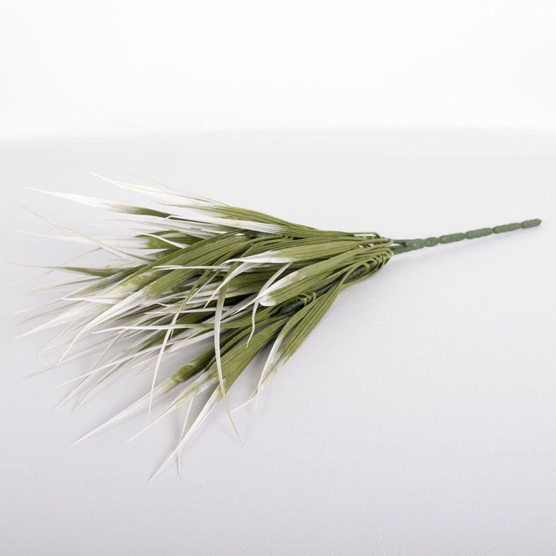 Plantas verdes falsas, decoración de paredes, hojas de plantas de simulación, arreglos florales de pared de fondo, 7 cabezas, lavanda de perilla