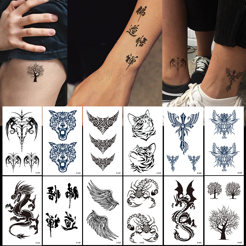Manufacturers Spot Wholesale Small Fresh Tattoo Stickers Waterproof Tattoo Stickers Small Picture Text Flowers Animal Temporary Stickers
