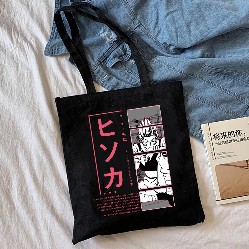 Transfronterizo Hunter X Hunter dibujos animados impreso lienzo bolsa de hombro Harajuku estudiante bolso bolsa de compras