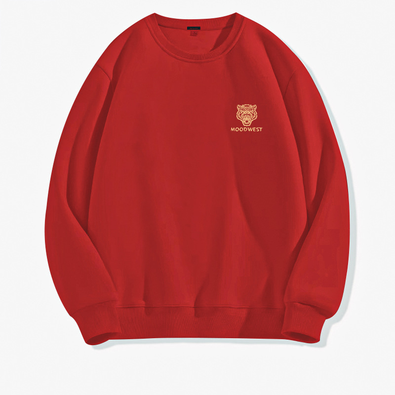 Men's Clothing autumn and winter men's loose sweatshirt versatile simple print solid color round neck long sleeve top_voghion.com