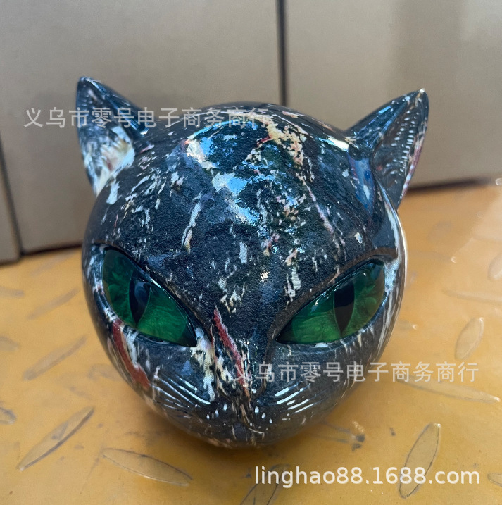 跨境新款Luxury black cat figurine奢华黑猫摆件树脂猫石|undefined